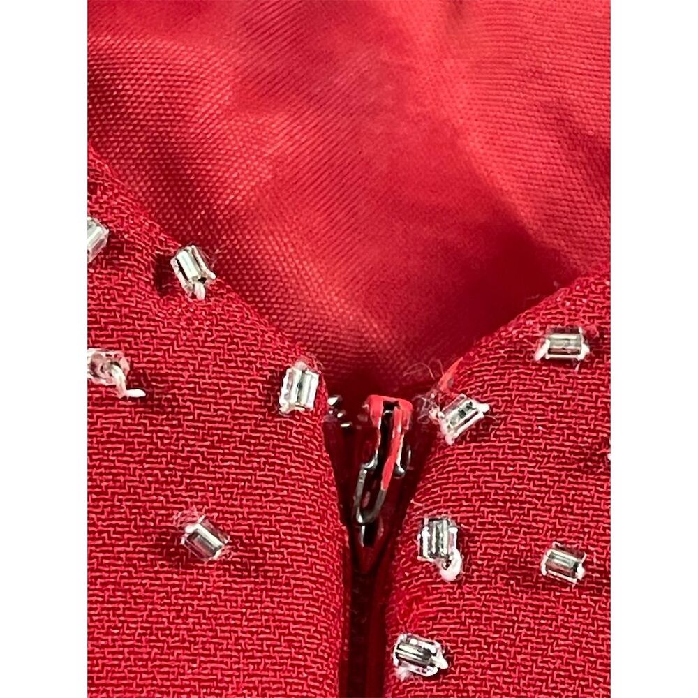 Cire Women's Size 10 Red Beaded V-Neck Long Evening Gown, wedding, prom, formal - Picture 11 of 16
